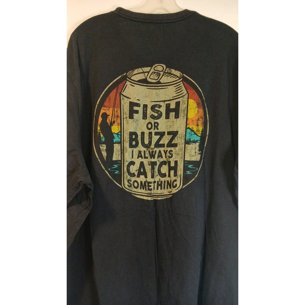 Bass Pro Shops Mens 4XL Black Fish or Buzz I Always Catch Something Graphic Tee